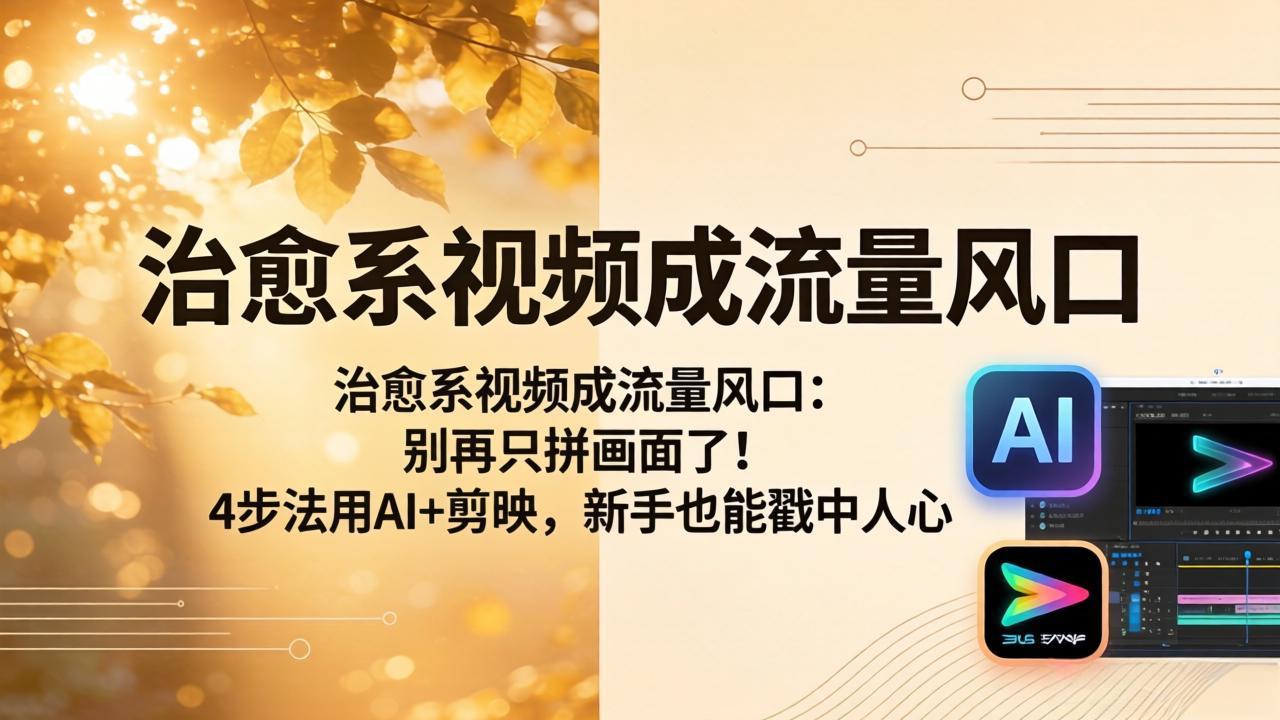 治愈系视频成流量风口：别再只拼画面了！4步法用AI+剪映，新手也能戳中人心-优优云创网