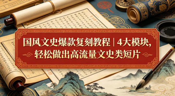 国风文史爆款复刻教程｜4大模块，轻松做出高流量文史类短片-优优云创网
