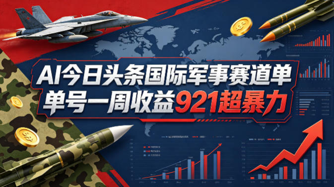 AI今日头条国际军事赛道，单号一周收益921，超暴力-优优云创网