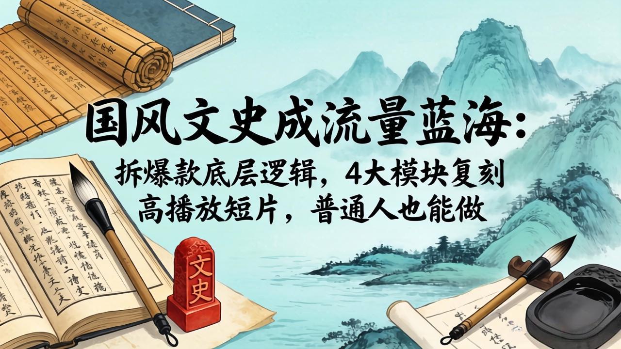 国风文史成流量蓝海：拆爆款底层逻辑，4大模块复刻高播放短片，普通人也能做-优优云创网