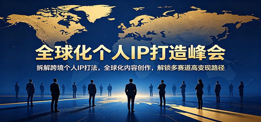 全球化个人IP打造峰会：拆解跨境个人IP打法，全球化内容创作，解锁多赛道高变现路径-优优云创网