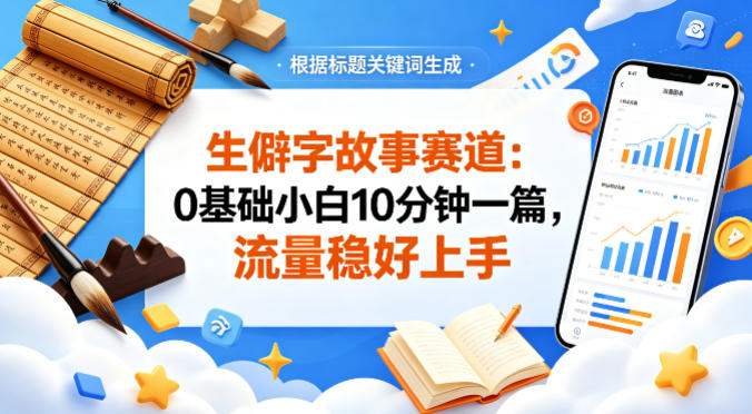 公众号流量主——生僻字故事赛道，流量稳，好上手，0基础小白也能10分钟一篇-优优云创网