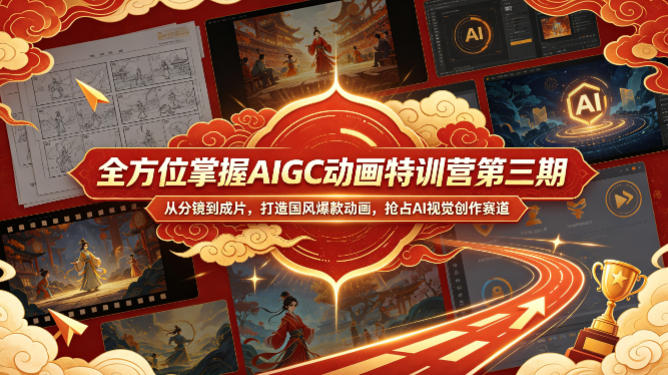 全方位掌握AIGC动画特训营第三期，从分镜到成片，打造国风爆款动画，抢占AI视觉创作赛道红利-优优云创网