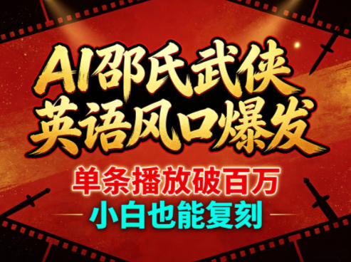 AI邵氏武侠英语风口爆发，单条播放破百万，小白也能复刻-优优云创网