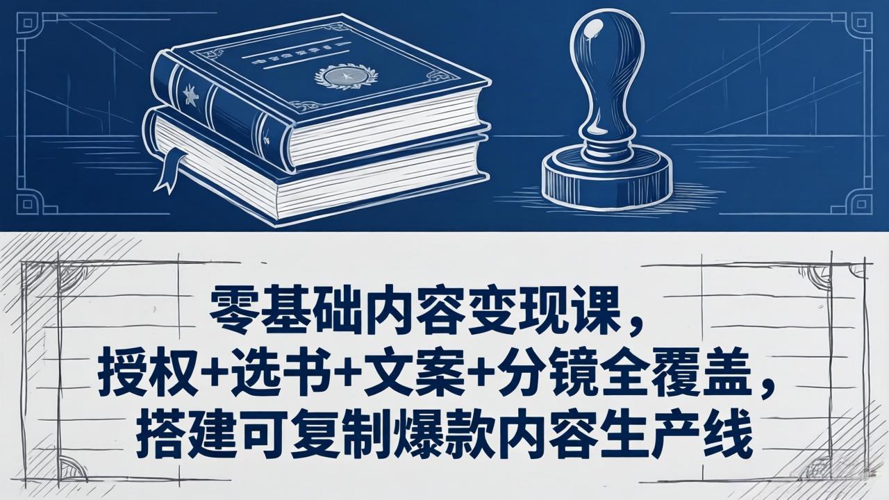 零基础内容变现课，授权+选书+文案+分镜全覆盖，搭建可复制爆款内容生产线-优优云创网
