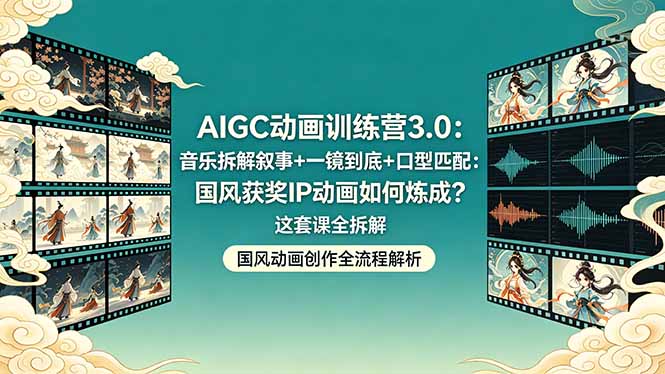 AIGC动画训练营3.0：音乐拆解叙事+一镜到底+口型匹配：国风获奖IP动画如何炼成？这套课全拆解-优优云创网