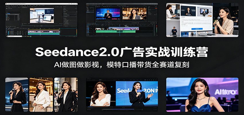 Seedance2.0广告实战训练营：AI做图做影视，模特口播带货全赛道复刻-优优云创网