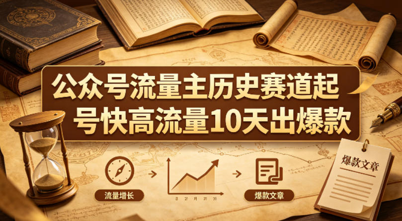 公众号流量主之历史赛道，起号快+高流量，10天就能出爆款！-优优云创网