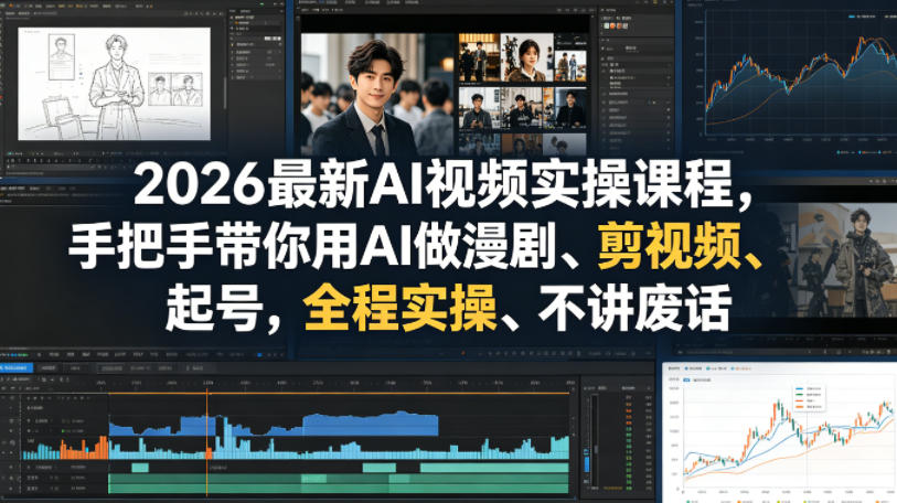 2026最新AI视频实操课程，手把手带你用AI做漫剧、剪视频、起号，全程实操、不讲废话-优优云创网