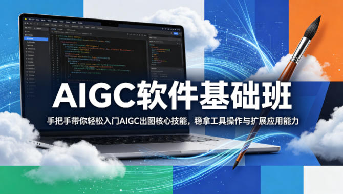 AIGC软件基础班，手把手带你轻松入门AIGC出图核心技能，稳拿工具操作与扩展应用能力-优优云创网