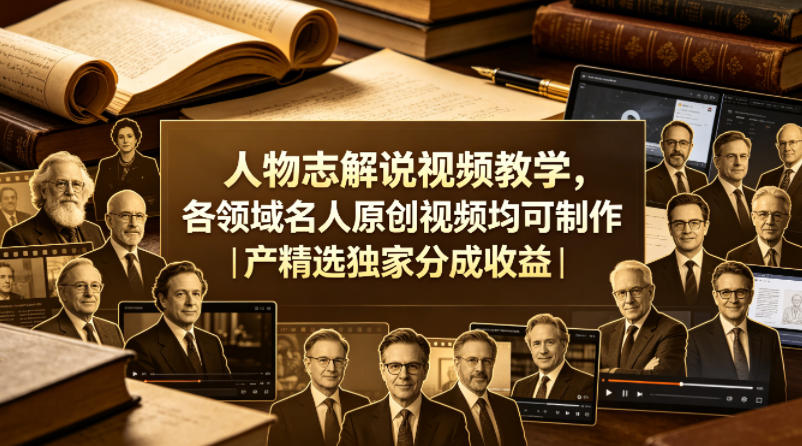 人物志解说视频教学，各领域名人原创视频均可制作丨精选独家分成收益(更新0430)-优优云创网