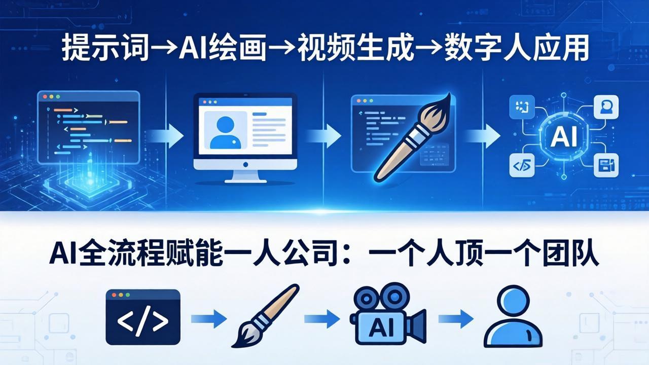 AI全流程赋能一人公司：提示词、绘画、视频、数字人、编程，一个人顶一个团队-优优云创网