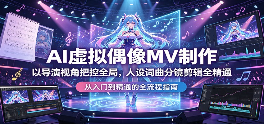 AI虚拟偶像MV制作：以导演视角把控全局，人设词曲分镜剪辑全精通-优优云创网