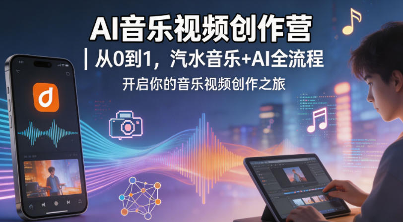 AI音乐视频创作营｜从0到1，汽水音乐+AI全流程，开启你的音乐视频创作之旅-优优云创网