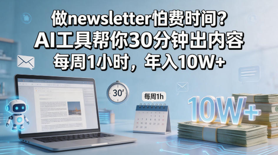 做newsletter怕费时间？AI工具帮你30分钟出内容，每周1小时，年入10W+！【原创双语字幕】-优优云创网