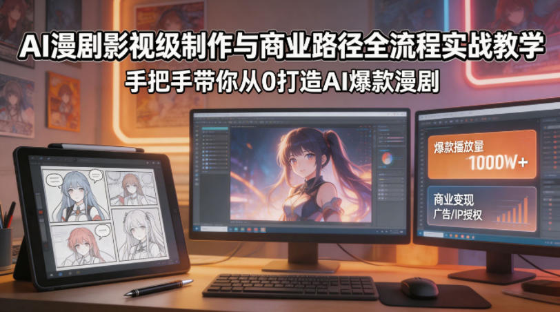 AI漫剧影视级制作与商业路径全流程实战教学，手带你从0打造AI爆款漫剧-优优云创网