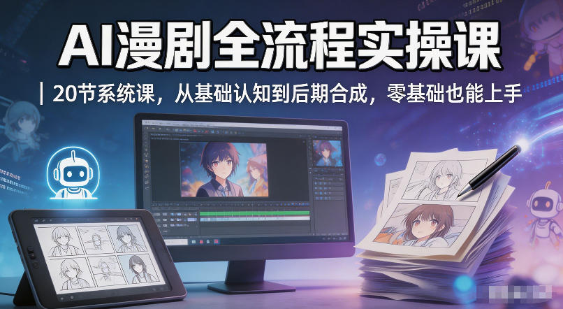 AI漫剧全流程实操课｜20节系统课，从基础认知到后期合成，零基础也能上手-优优云创网