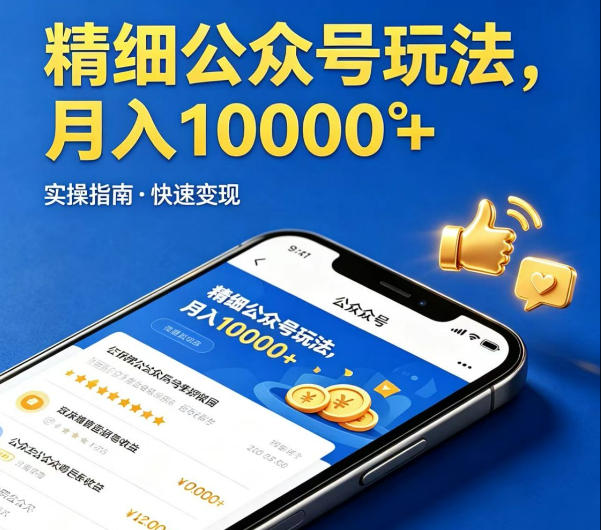 精细化公众号玩法，我们给你提供文章，你来负责发布，收益可观，月入1W+【揭秘】-优优云创网