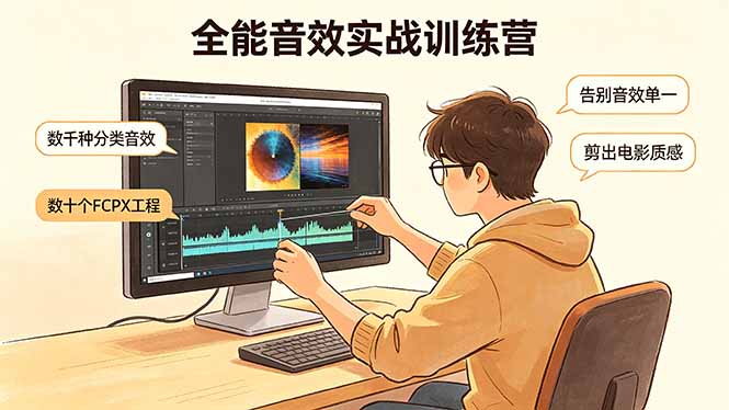 全能音效实战训练营：数千种分类音效+数十个FCPX工程，告别音效单一，剪出电影质感-优优云创网