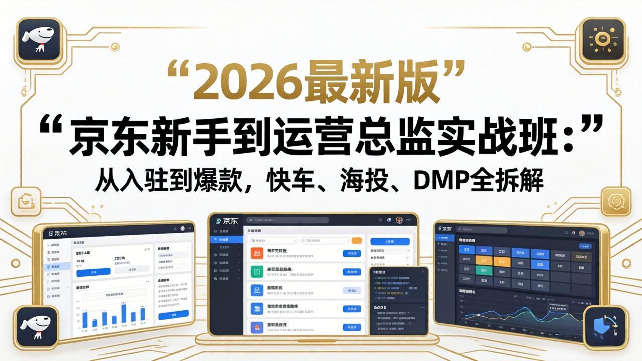 京东新手到运营总监实战班：从入驻到爆款，快车、海投、DMP全拆解，2026最新版-优优云创网