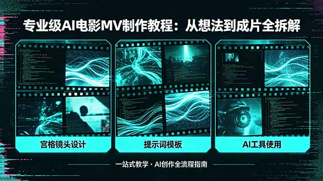 专业级AI电影MV制作教程，从想法到成片全拆解，宫格镜头+提示词模板+AI工具一站式教学-优优云创网