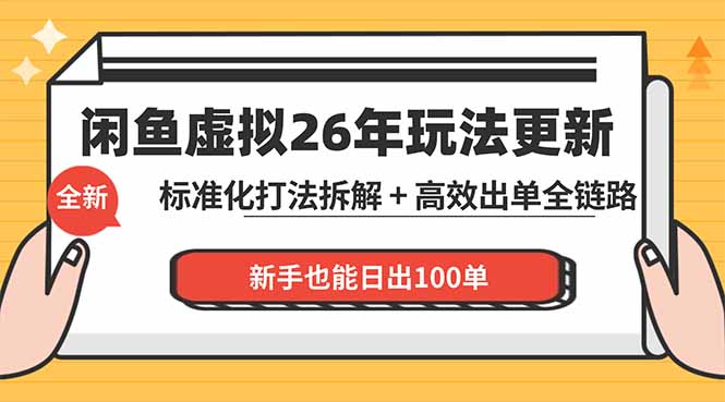 闲鱼虚拟从0到1系统化运营课程：标准化打法拆解 + 高效出单全链路教学，新手也能日出100单-优优云创网