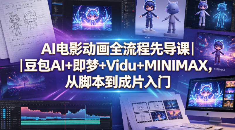 AI电影动画全流程先导课｜豆包AI+即梦+Vidu+MINIMAX，从脚本到成片入门-优优云创网