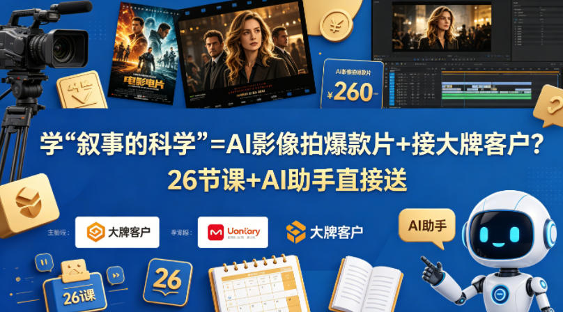学《叙事的科学》=AI影像拍爆款片+接大牌客户？26节课+AI助手直接送【原创双语字幕】-优优云创网