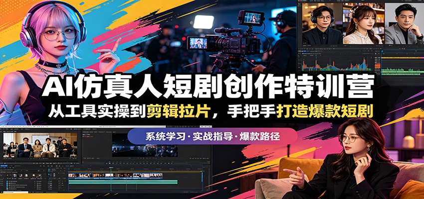 AI仿真人短剧创作特训营：从工具实操到剪辑拉片，手把手打造爆款短剧-优优云创网