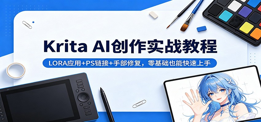 Krita AI创作实战教程：LORA应用+PS链接+手部修复，零基础也能快速上手-优优云创网
