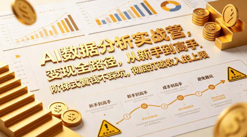 AI数据分析实战营，变现全路径，从新手到高手，阶梯式賺钱不踩坑，彻底打破收入的上限-优优云创网