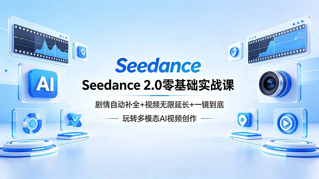 Seedance 2.0零基础实战课：剧情自动补全+视频无限延长+一镜到底：玩转多模态AI视频创作-优优云创网