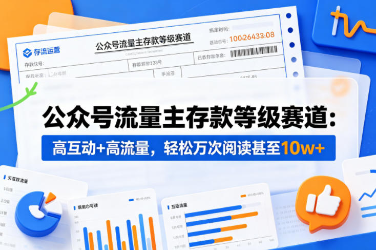公众号流量主之存款等级赛道，高互动+高流量，轻松达到万次阅读，甚至10w+-优优云创网