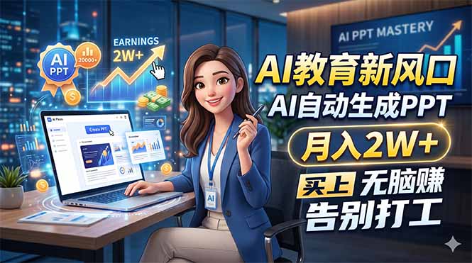 AI教育新风口，AI自动生成PPT，月入2W+，无脑赚，告别打工-优优云创网