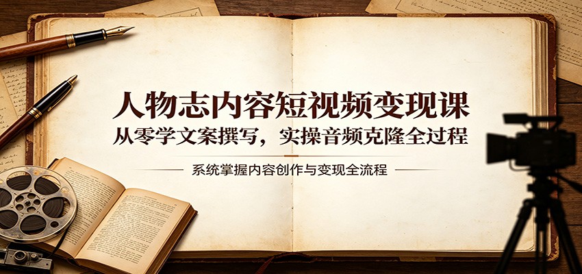 人物志内容短视频变现课：从零学文案撰写，实操音频克隆全过程-优优云创网