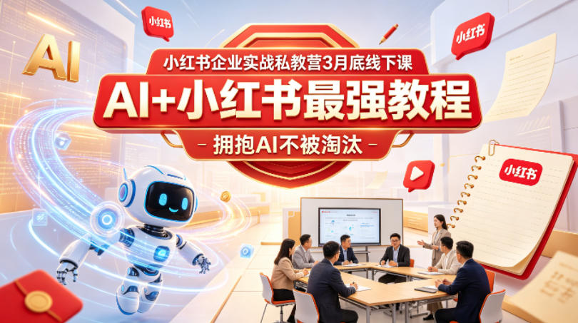 小红书企业实战私教营3月底线下课，AI+小红书最强教程，拥抱AI不被淘汰-优优云创网