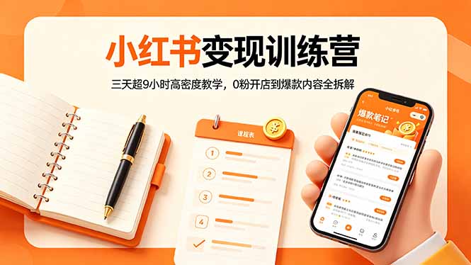 小红书变现训练营：三天超9小时高密度教学，0粉开店到爆款内容全拆解-优优云创网
