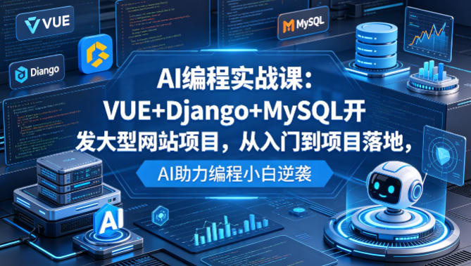 AI编程实战课：VUE+Django+MySQL开发大型网站项目，从入门到项目落地，AI助力编程小白逆袭-优优云创网