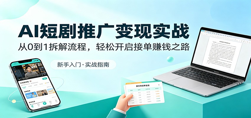 AI短剧推广变现实战：从0到1拆解流程，轻松开启接单赚钱之路-优优云创网