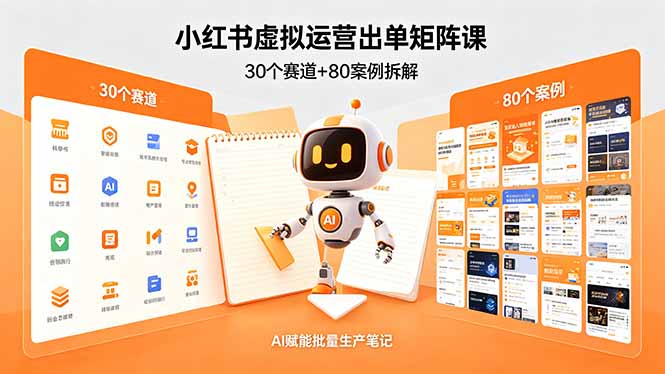 小红书虚拟运营出单矩阵课：30个赛道+80案例拆解，AI赋能批量生产笔记-优优云创网