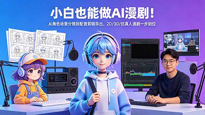 小白也能做AI漫剧！从角色场景分镜到配音剪辑导出，2D/3D/仿真人漫剧一步到位-优优云创网