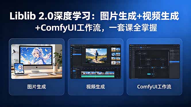 Liblib 2.0深度学习：图片生成+视频生成+ComfyUI工作流，一套课全掌握-优优云创网