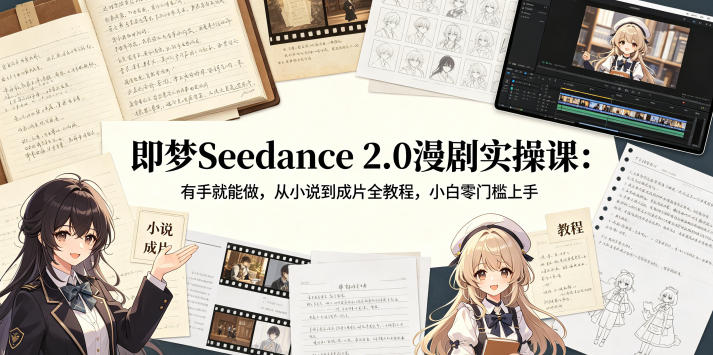 即梦Seedance 2.0漫剧实操课：有手就能做，从小说到成片全教程，小白零门槛上手-优优云创网