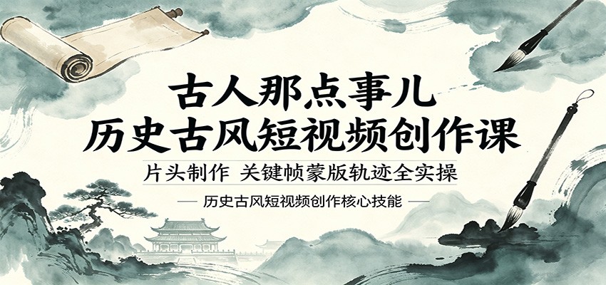 古人那点事儿历史古风短视频创作课，片头制作，关键帧蒙版轨迹全实操-优优云创网