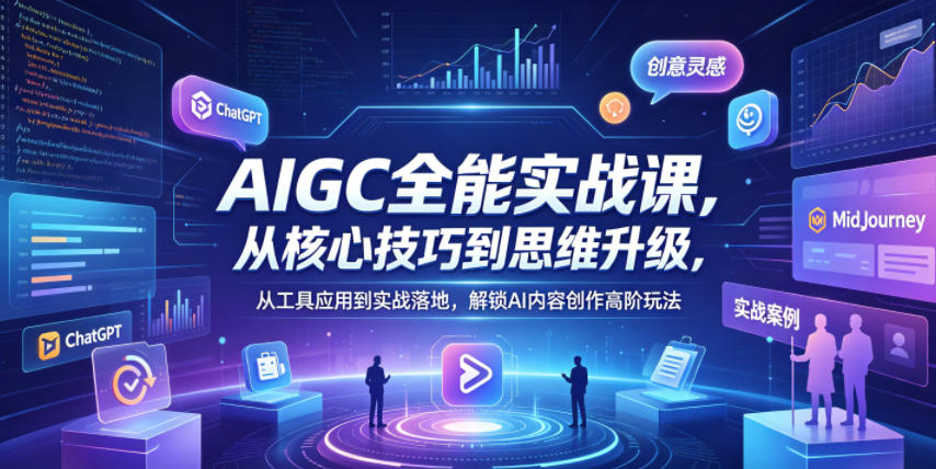 AIGC全能实战课，从核心技巧到思维升级，从工具应用到实战落地，解锁AI内容创作高阶玩法-优优云创网