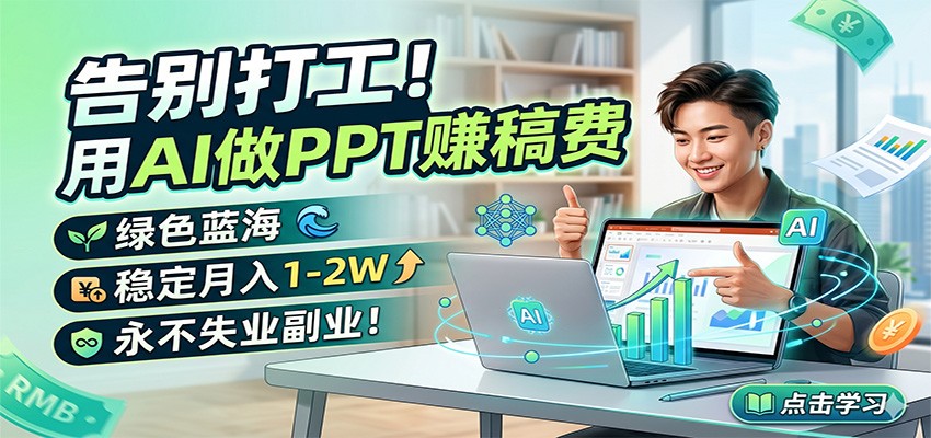 告别打工!用AI做PPT赚稿费,绿色蓝海,稳定月入1-2W,永不失业副业!-优优云创网