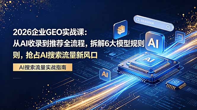 2026 企业GEO实战课：从AI收录到推荐全流程，拆解6大模型规则，抢占 AI 搜索流量新风口-优优云创网