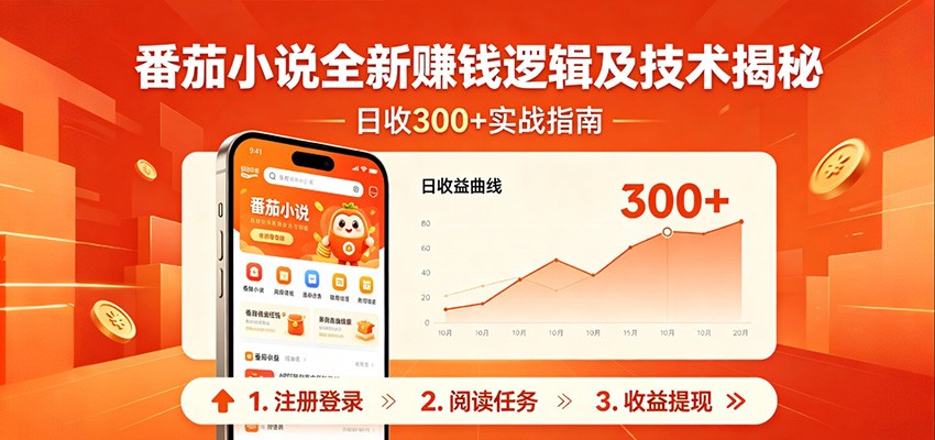 番茄小说全新赚钱逻辑及技术日收300+，小白新书皆可做！无脑赚就行了！-优优云创网