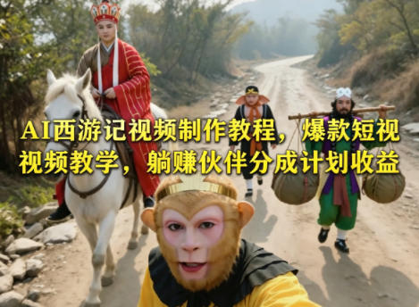 AI西游记视频制作教程，爆款短视频教学，躺賺伙伴分成计划收益-优优云创网