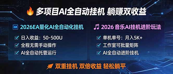多项目AI自动挂机玩法：双重挂机，双倍收益，轻松躺平-优优云创网